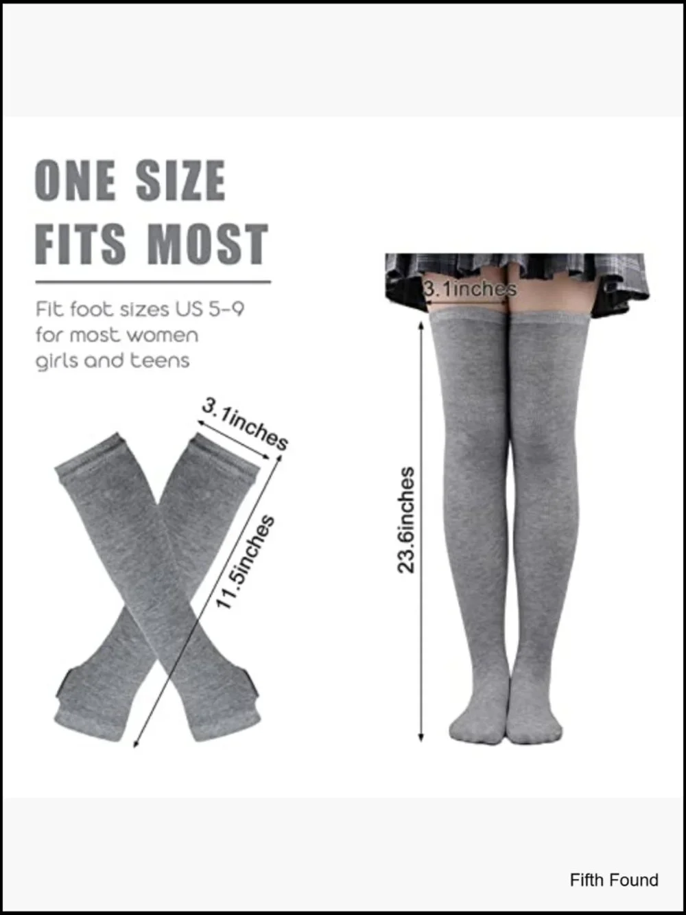 Knee High Socks & Fingerless Gloves Set 4 Pairs Striped Arm Warmers